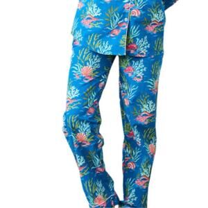 Printfresh Coral & Conch Pajama Pants Womens XS Blue Organic Cotton
